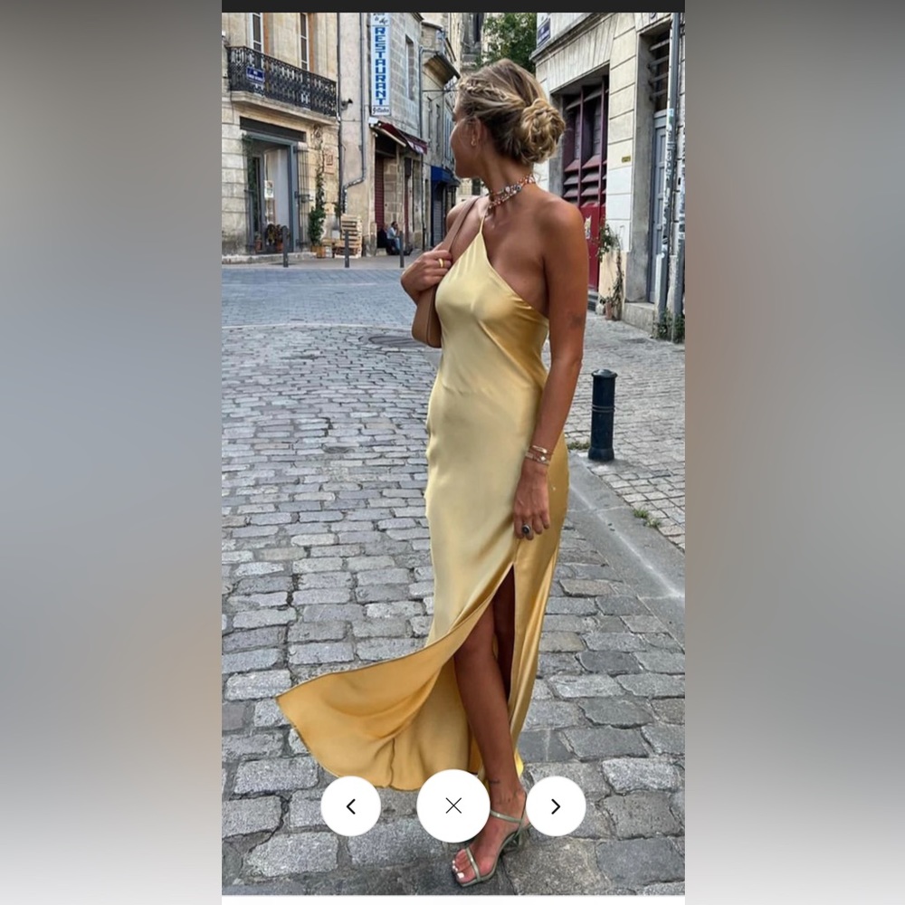 Commense Moonlight Open Back Satin Slit Long Dress